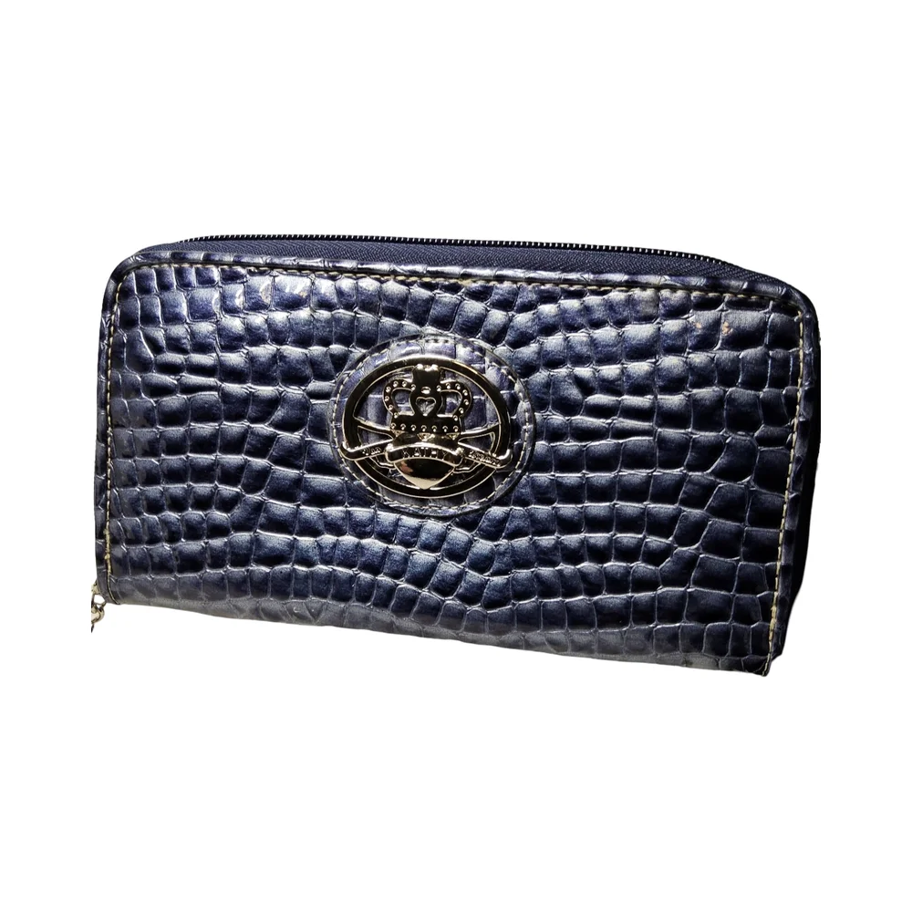Preloved Kathy Van Zeeland Royal Blue/purple Vegan  CrocEmbossed Wallet